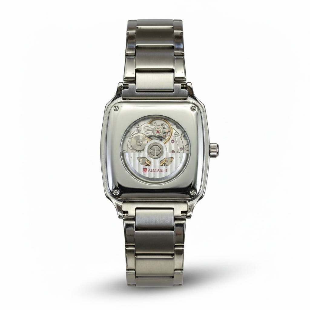 Square Skeleton Automatic Watch – Stainless Steel